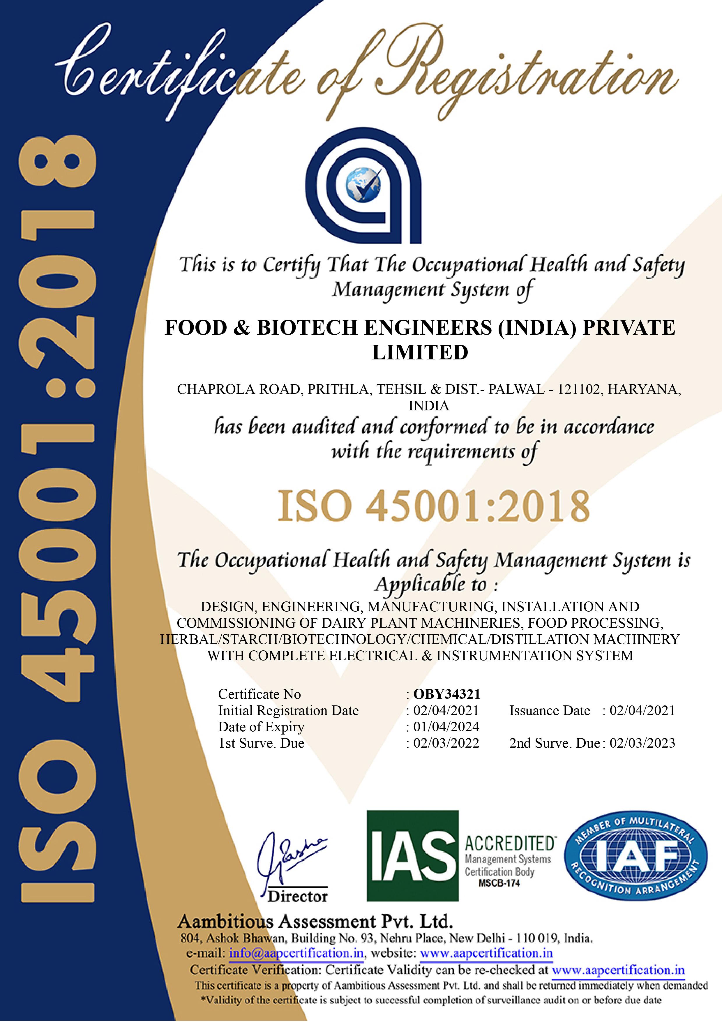 certificate iso 2018